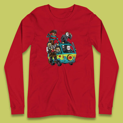 Halloween Scooby Doo Friends Van Horror Movie Villians Characters Mystery Machine Long Sleeve T Shirt