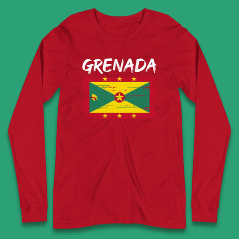Grenada Flag Distressed Grenadian Heritage Country In The Caribbean Long Sleeve T Shirt