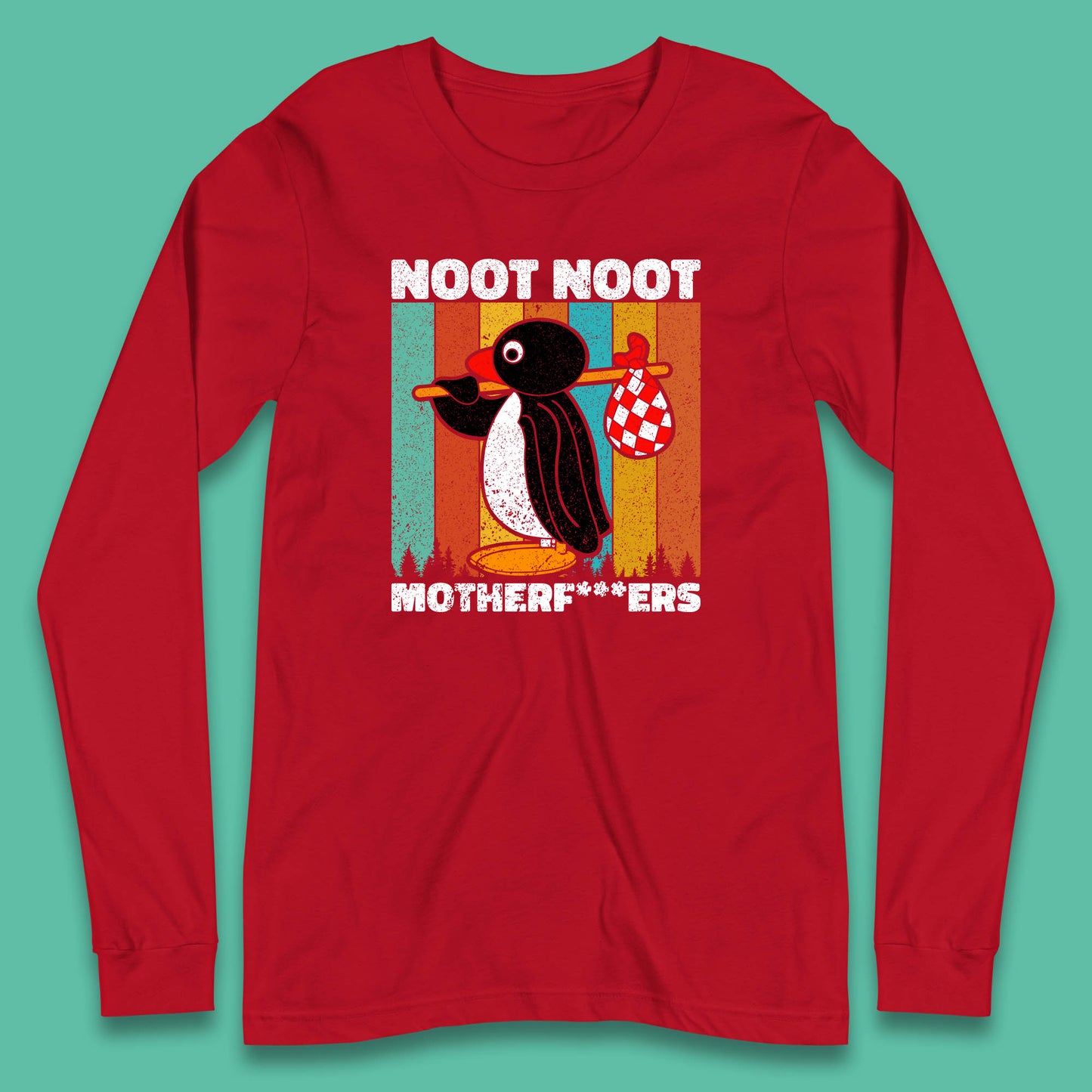 Noot Noot Pingu Madafakas Motherfcukers Funny Meme Vintage Retro Cartoon Anime Manga Long Sleeve T Shirt