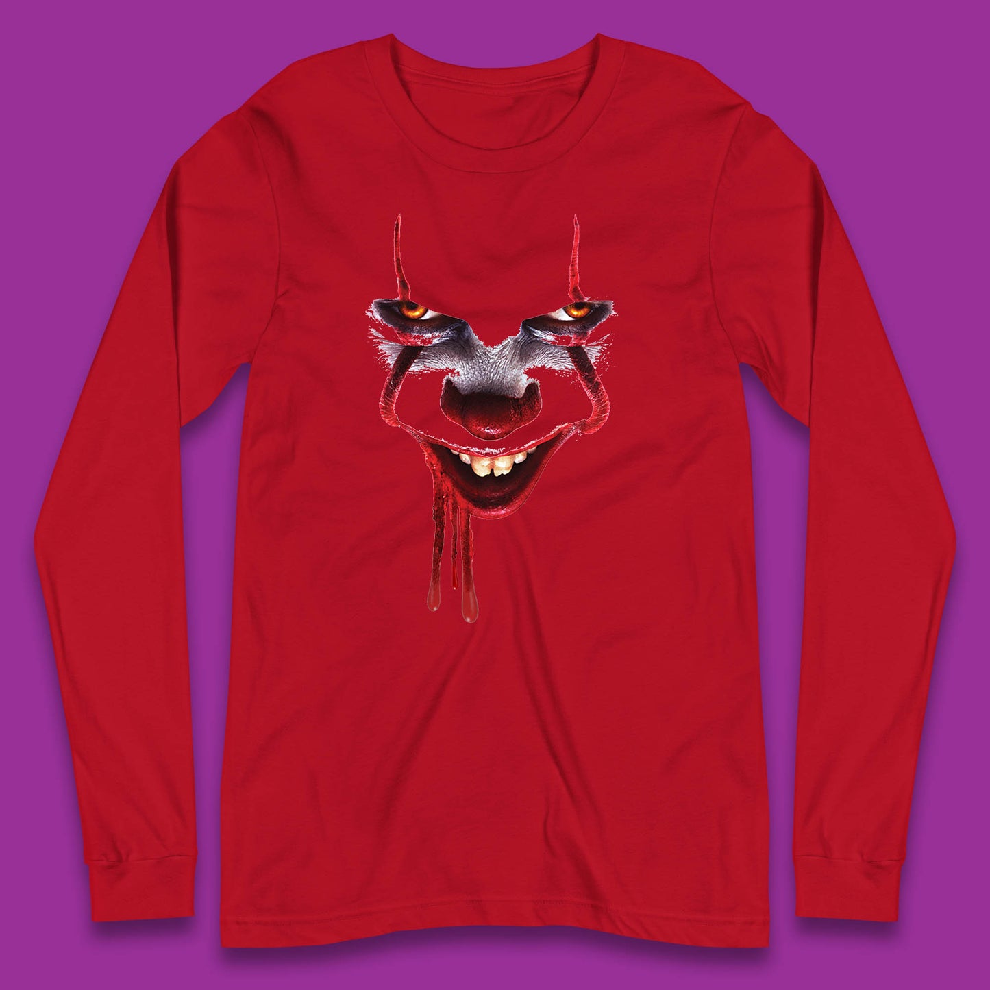 Pennywise Clown IT Chapter 2 Halloween Horror Movie Character Long Sleeve T Shirt