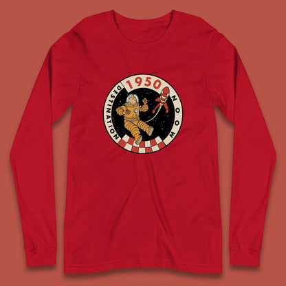 Destination Moon 1950 Astronaut Tintin The Lunar Rocket Retro Comic Space Adventure Long Sleeve T Shirt