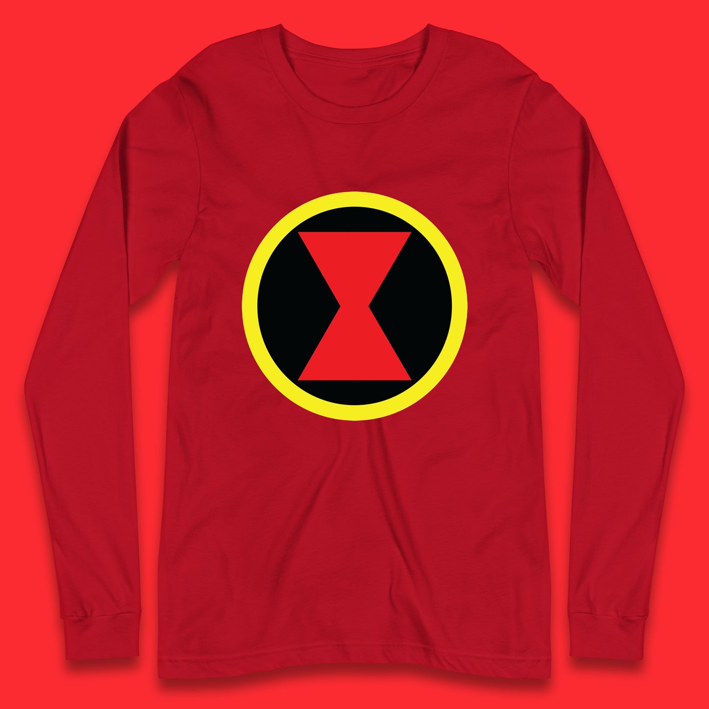 Black Widow Diy Black Symbol Logo Marvel Avengers Superhero Marvel Comics Gift for Marvel Fan Long Sleeve T Shirt