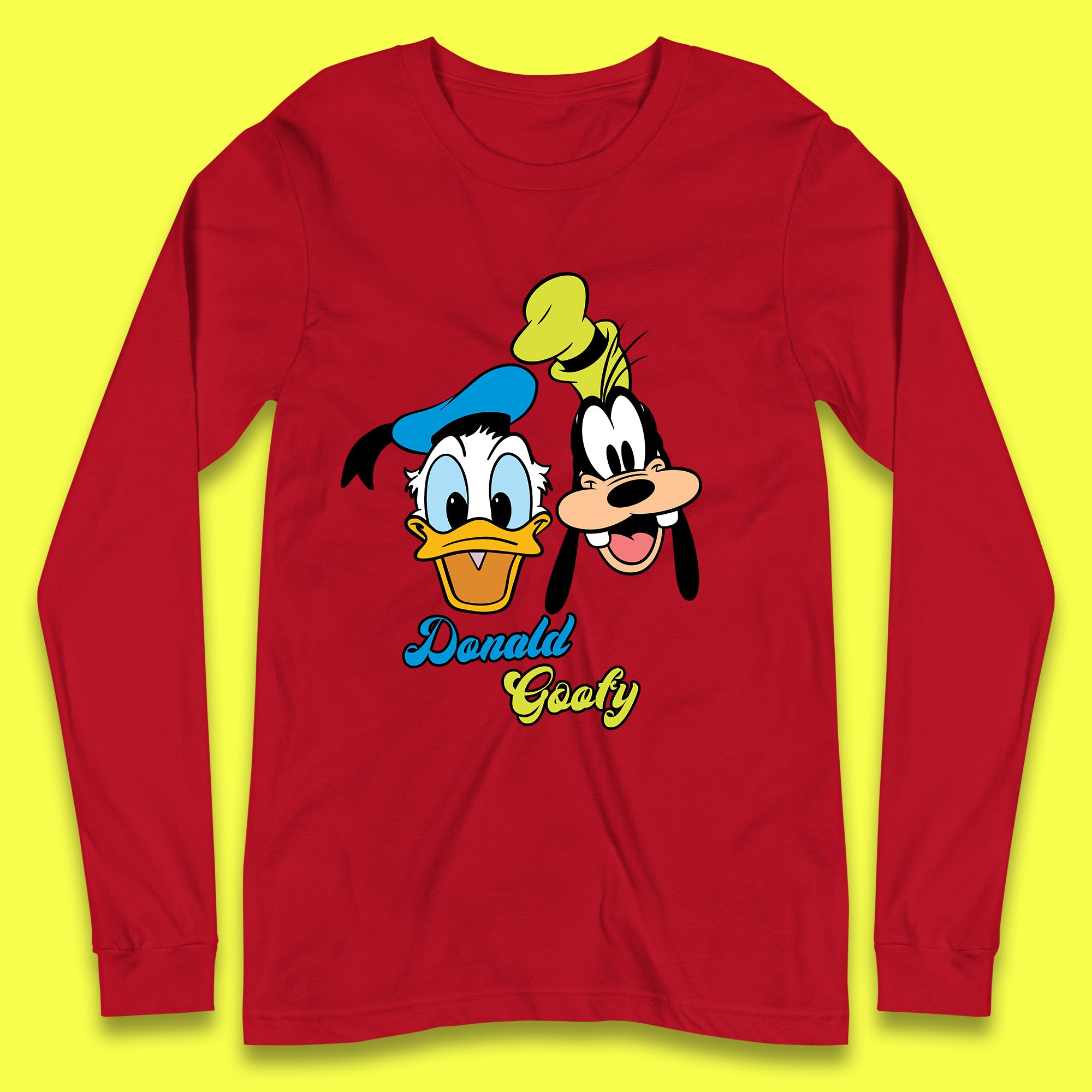 Disney Cartoon Characters Donald Duck And Pluto Goofy Face Disney World Trip Disney Vacation Long Sleeve T Shirt