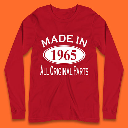 Made In 1965 All Original Parts Vintage Retro 58th Birthday Funny 58 Years Old Birthday Gift Long Sleeve T Shirt