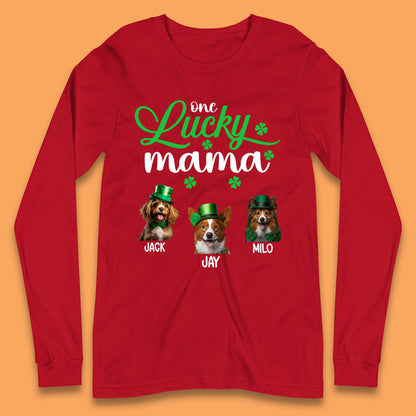 Personalised One Lucky Dog Mama Long Sleeve T-Shirt