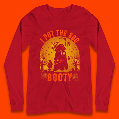 I Put The Boo In Booty Nurse Ghost Syringe Funny Halloween Nursing Boo Ghost Costume Long Sleeve T Shirt