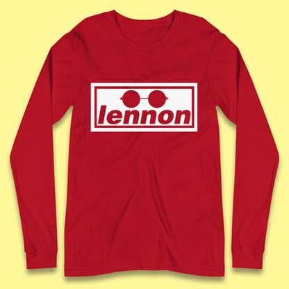 Lennon British Beatles Band John Lennon Singer Songwriter Musician Lennon Glasses Long Sleeve T Shirt