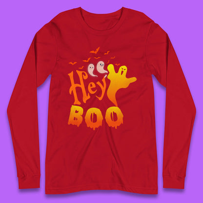 Whispers in the Moonlit Night Hey Boo Horror Scary Costume Halloween Boo Wear Long Sleeve T Shirt