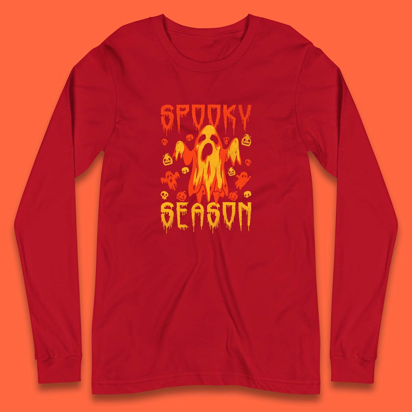 Spooky Season Halloween Ugly Scary Boo Ghost Halloween Vibes Long Sleeve T Shirt