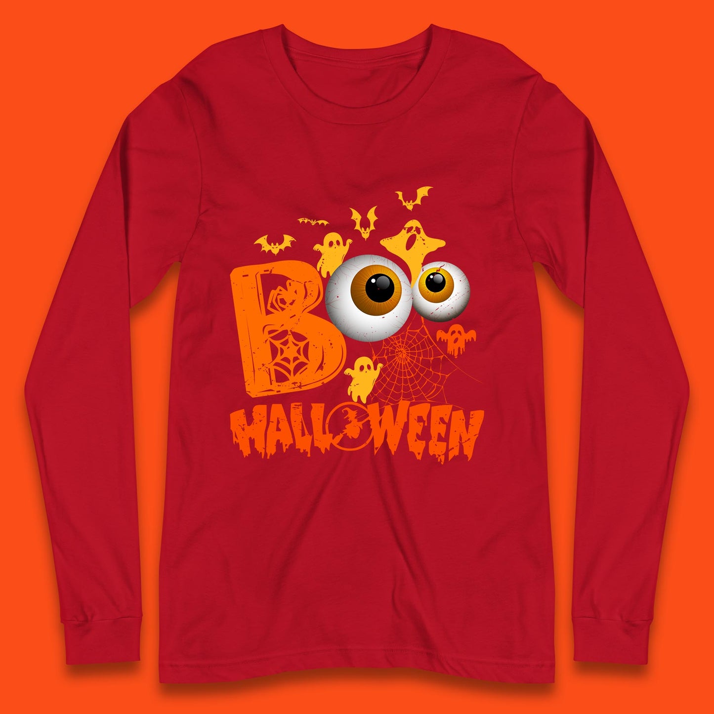 Halloween Spooky Boo Eye Balls Funny Halloween Boo Ghost Spooky Season Long Sleeve T Shirt