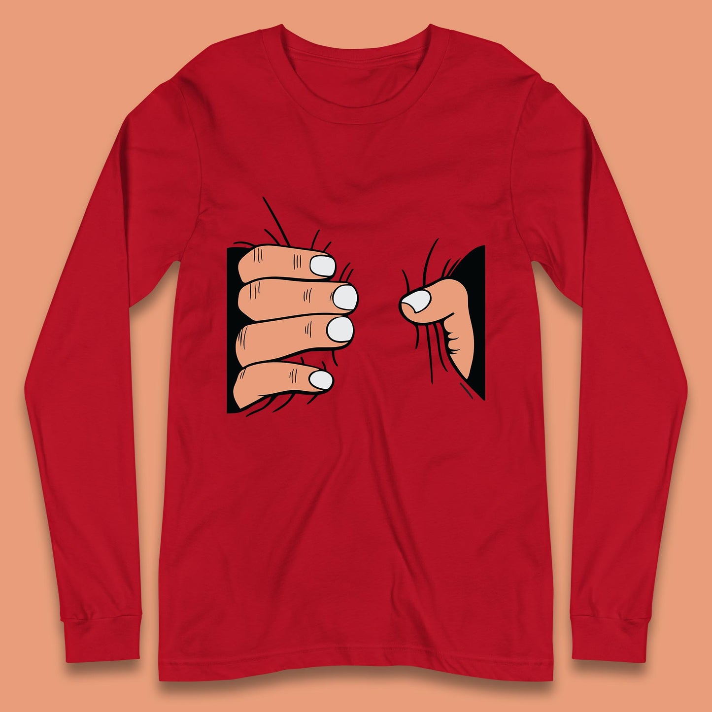 Crushing Handshake Big Hand Squeezing Funny Hand Grabbing Photographic Long Sleeve T Shirt