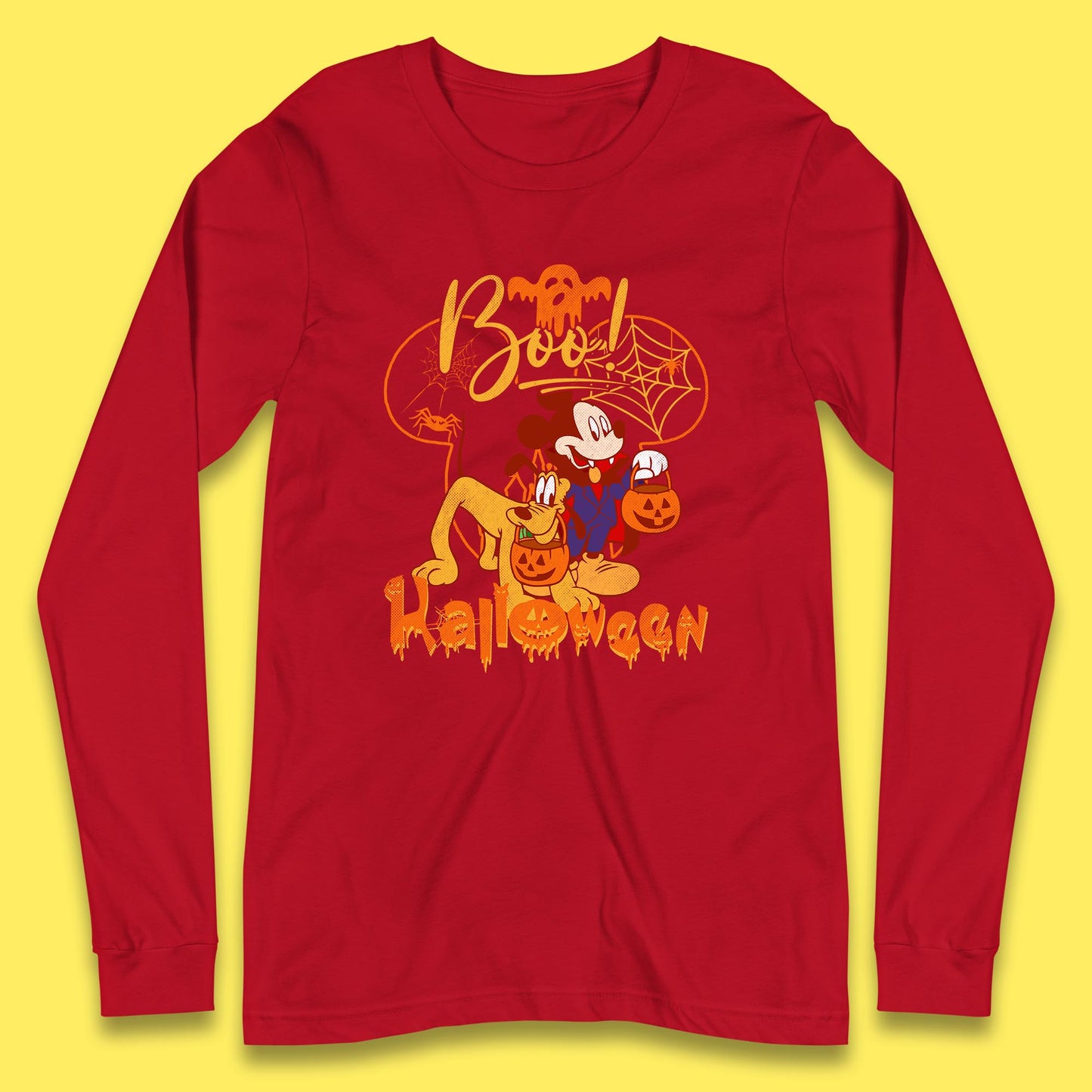 Boo Halloween Mickey Mouse And Pluto Friends Disney Halloween Disneyland Trip Long Sleeve T Shirt