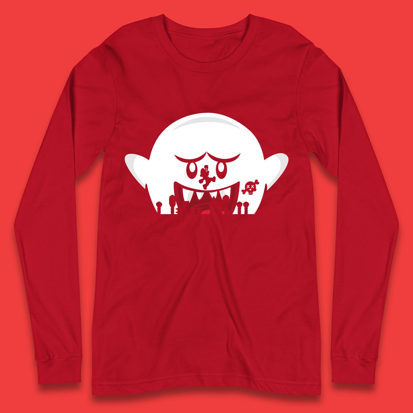 Super Mario Boo Trick Or Treat Halloween Nintendo Mario Iconic Ghost Boo Long Sleeve T Shirt
