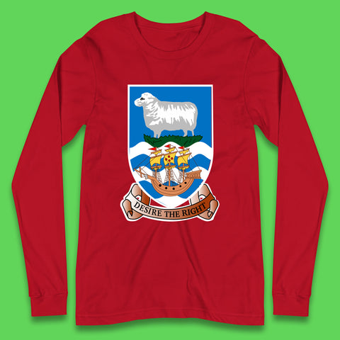 Coat Of Arms Of The British Overseas Territory Falkland Islands Coat Of Arms Of The Falkland Islands Flag Long Sleeve T Shirt