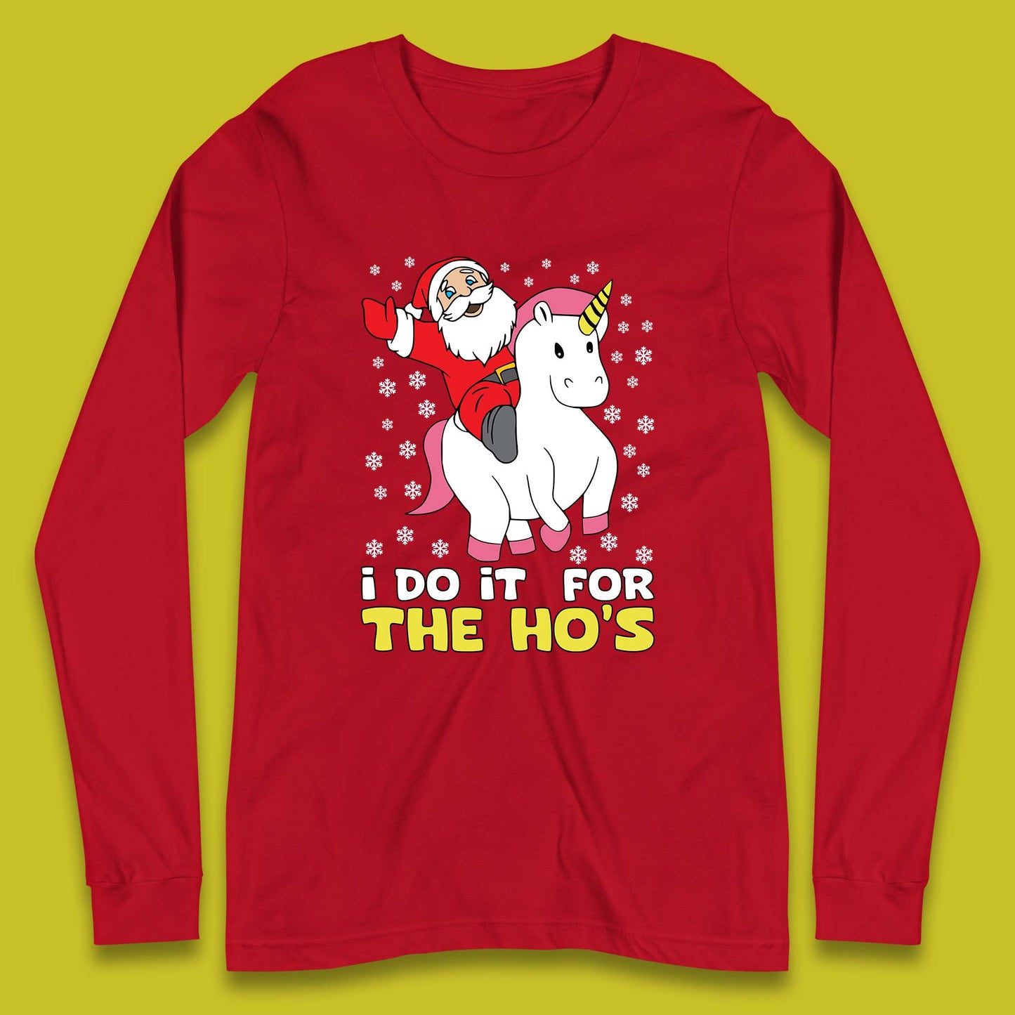 santa riding unicorn long sleeve t shirt