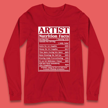 Artist Nutrition Facts Long Sleeve T-Shirt