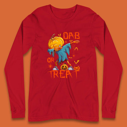 Dab Or Treat Scarecrow Dabs Halloween Dabbing Dance Horror Scary Long Sleeve T Shirt