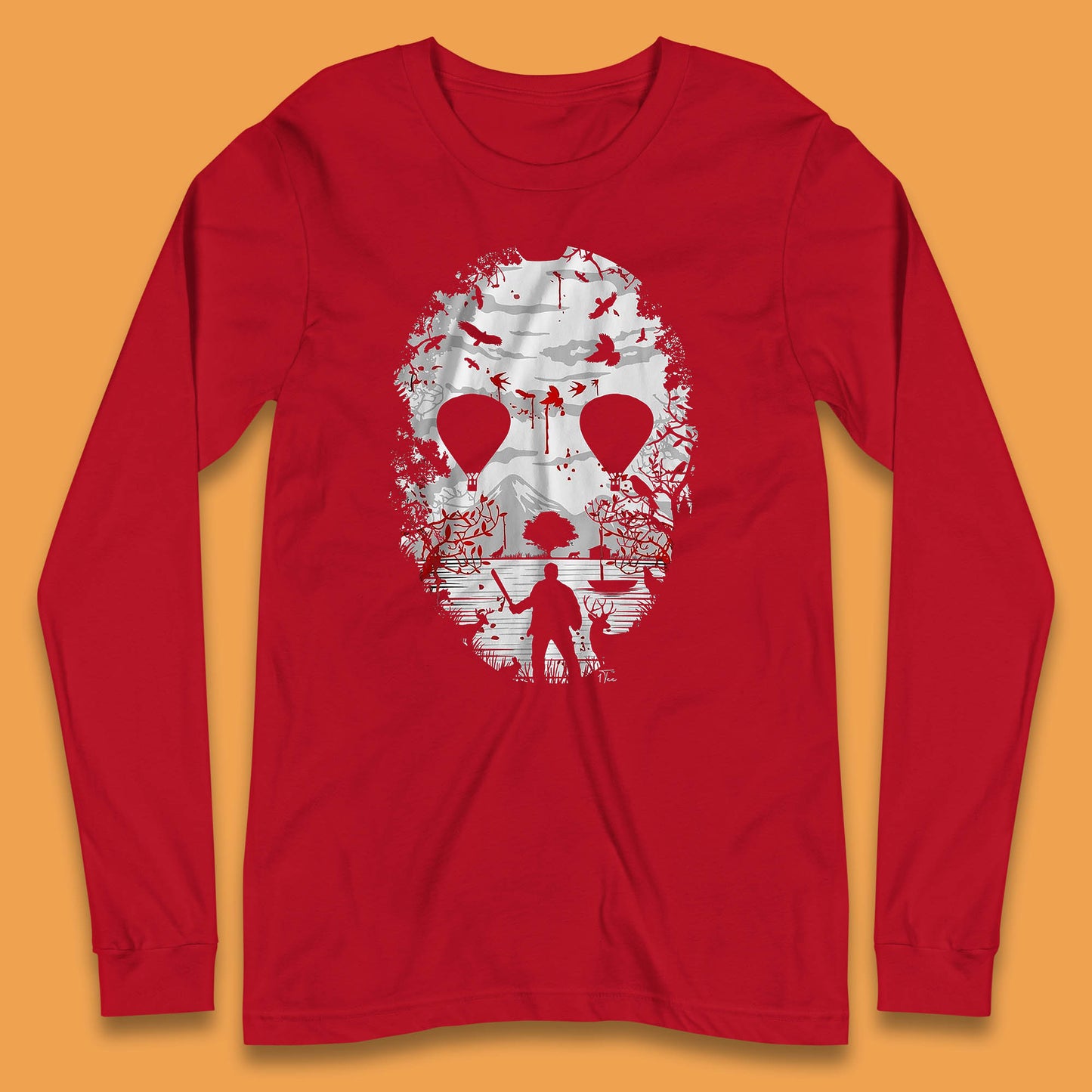 Crystal Lake Jason Voorhees Face Mask Halloween Friday The 13th Horror Movie Long Sleeve T Shirt