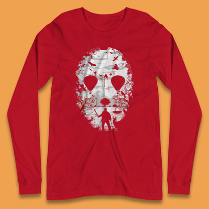 Crystal Lake Jason Voorhees Face Mask Halloween Friday The 13th Horror Movie Long Sleeve T Shirt
