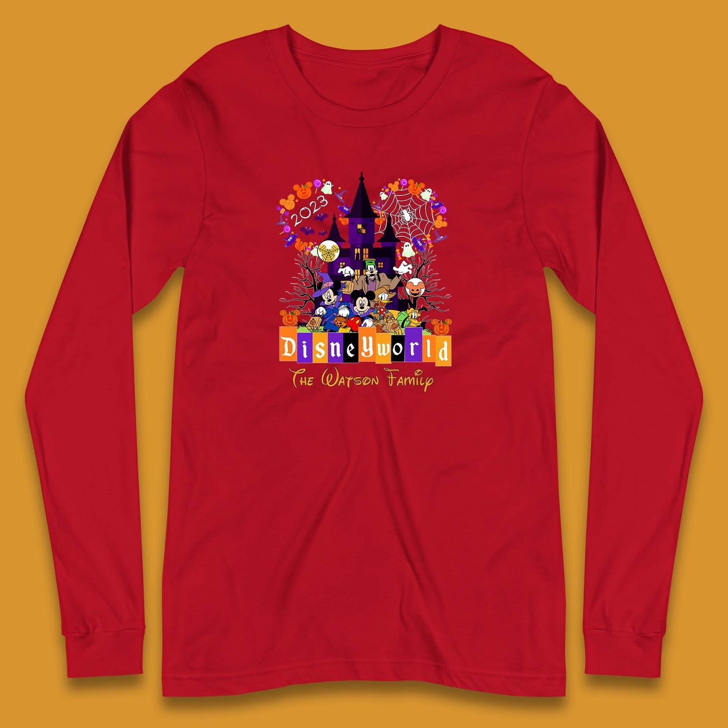Personalised Disneyworld Halloween Family Disneyland Castle Mickey And Friends Disney Trip Long Sleeve T Shirt