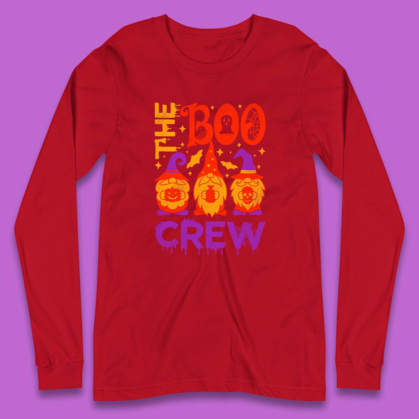 The Boo Crew Halloween Gnomes Squad Horror Scary Spooky Matching Costume Long Sleeve T Shirt