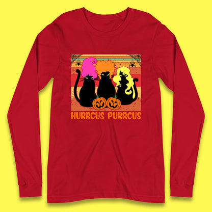Vintage Halloween Witches Hurrcus Purrucs Scary Cat Horror Pumpkin Faces Hocus Pocus Halloween Costume Long Sleeve T Shirt