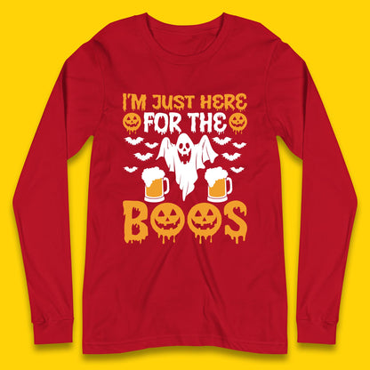I'm Just Here For The Boos Halloween Boo Ghosts Drinking Beer Long Sleeve T Shirt