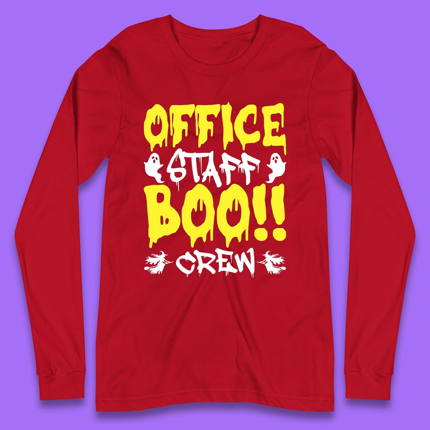 Office Staff Boo Crew Halloween Office Squad Boo Ghost Office Crew Long Sleeve T Shirt