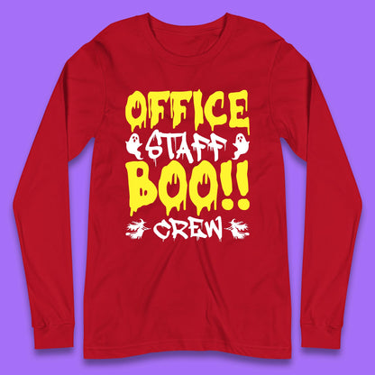 Office Staff Boo Crew Halloween Office Squad Boo Ghost Office Crew Long Sleeve T Shirt