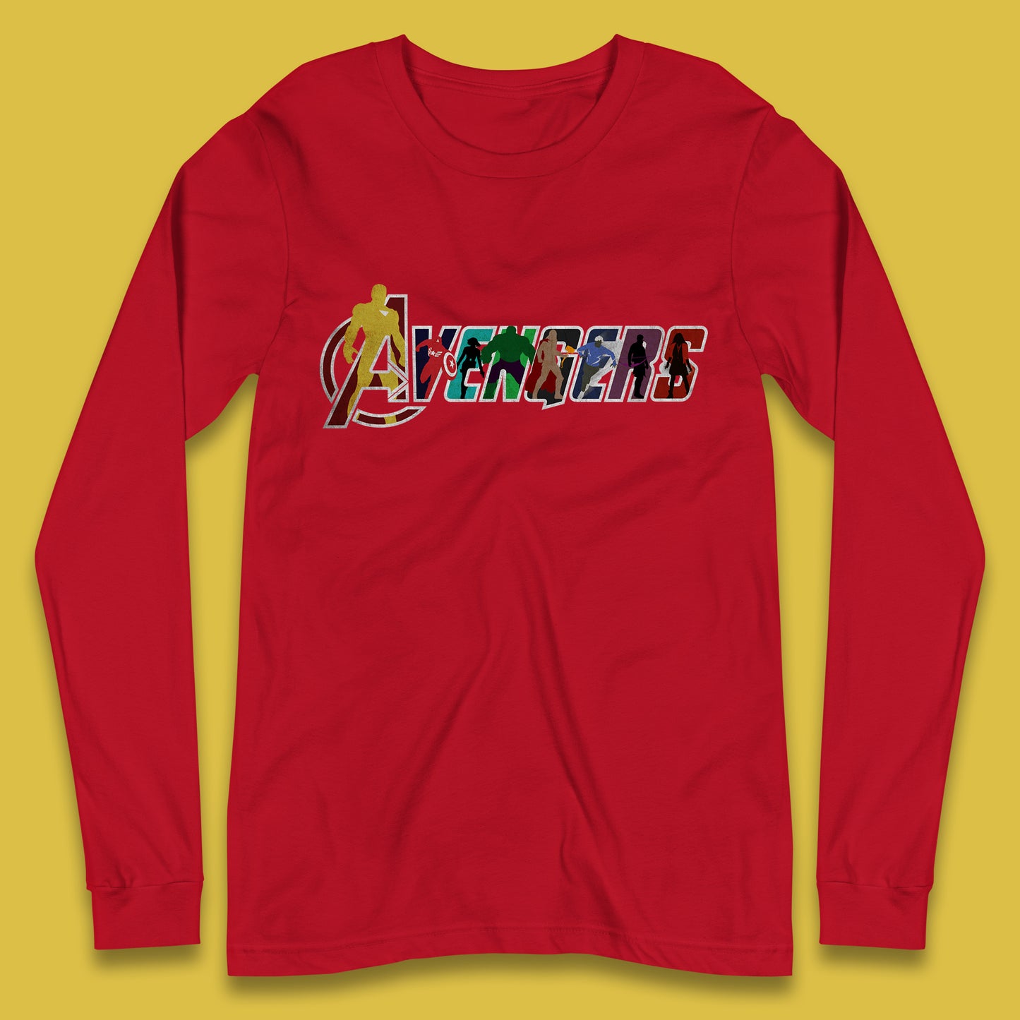 Marvel Avengers Super Heroes Movie Characters Spider Man, Hulk, Iron Man, Thor, Captain America Avengers Group Long Sleeve T Shirt