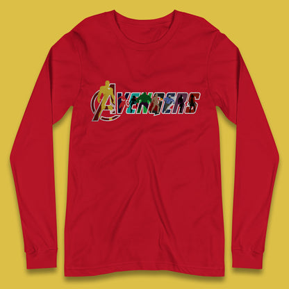 Marvel Avengers Super Heroes Movie Characters Spider Man, Hulk, Iron Man, Thor, Captain America Avengers Group Long Sleeve T Shirt