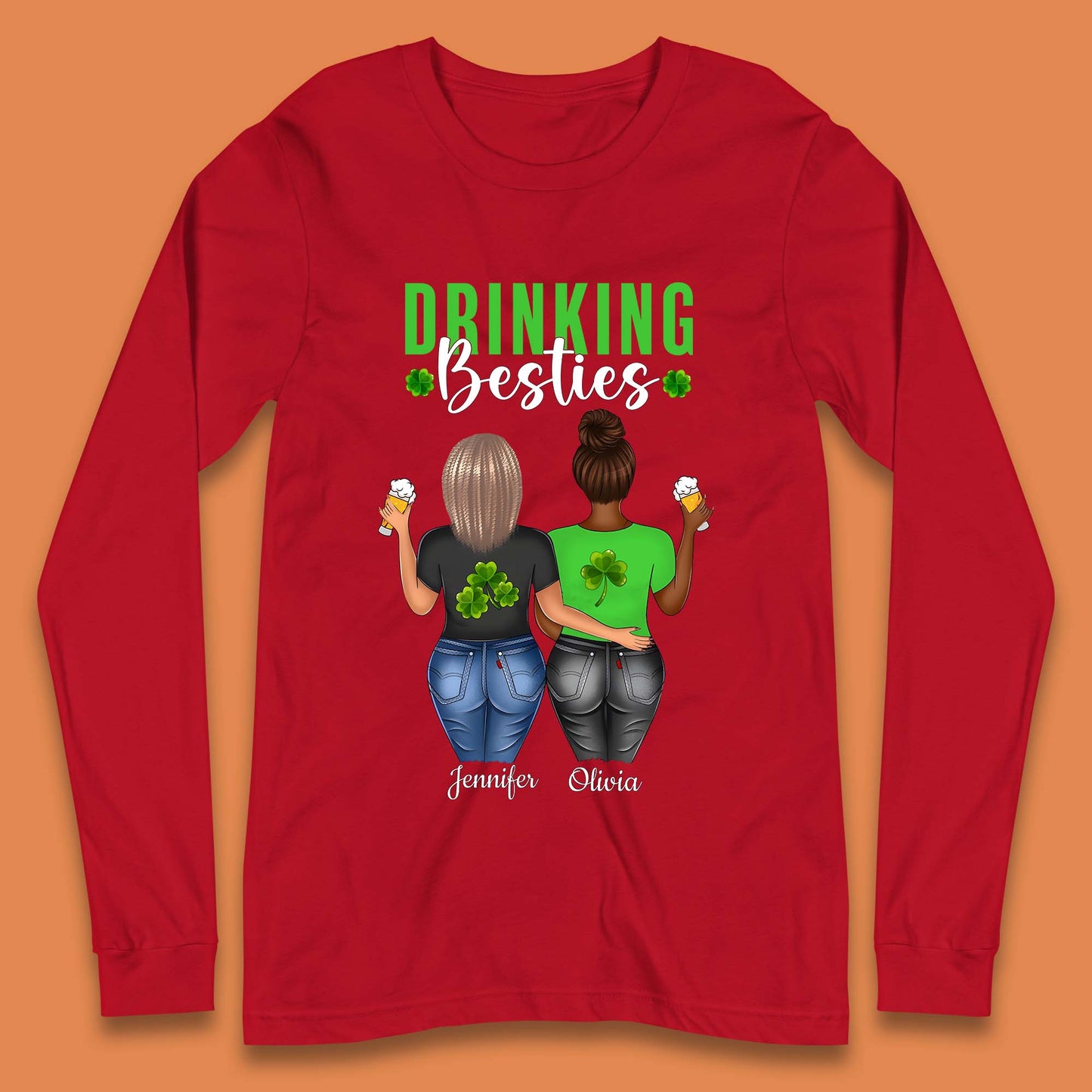 Personalised Drinking Besties Long Sleeve T-Shirt