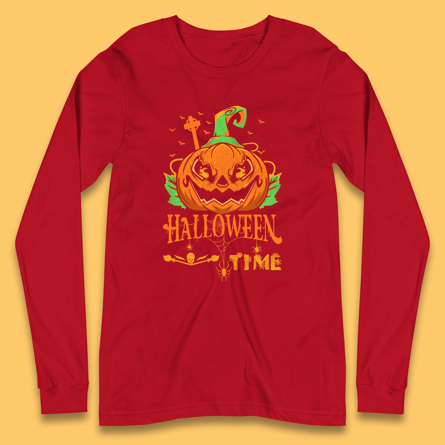 Halloween Time Scary Face Jack O Lantern Horror Pumpkin Halloween Scary Night Long Sleeve T Shirt