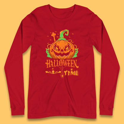 Halloween Time Scary Face Jack O Lantern Horror Pumpkin Halloween Scary Night Long Sleeve T Shirt