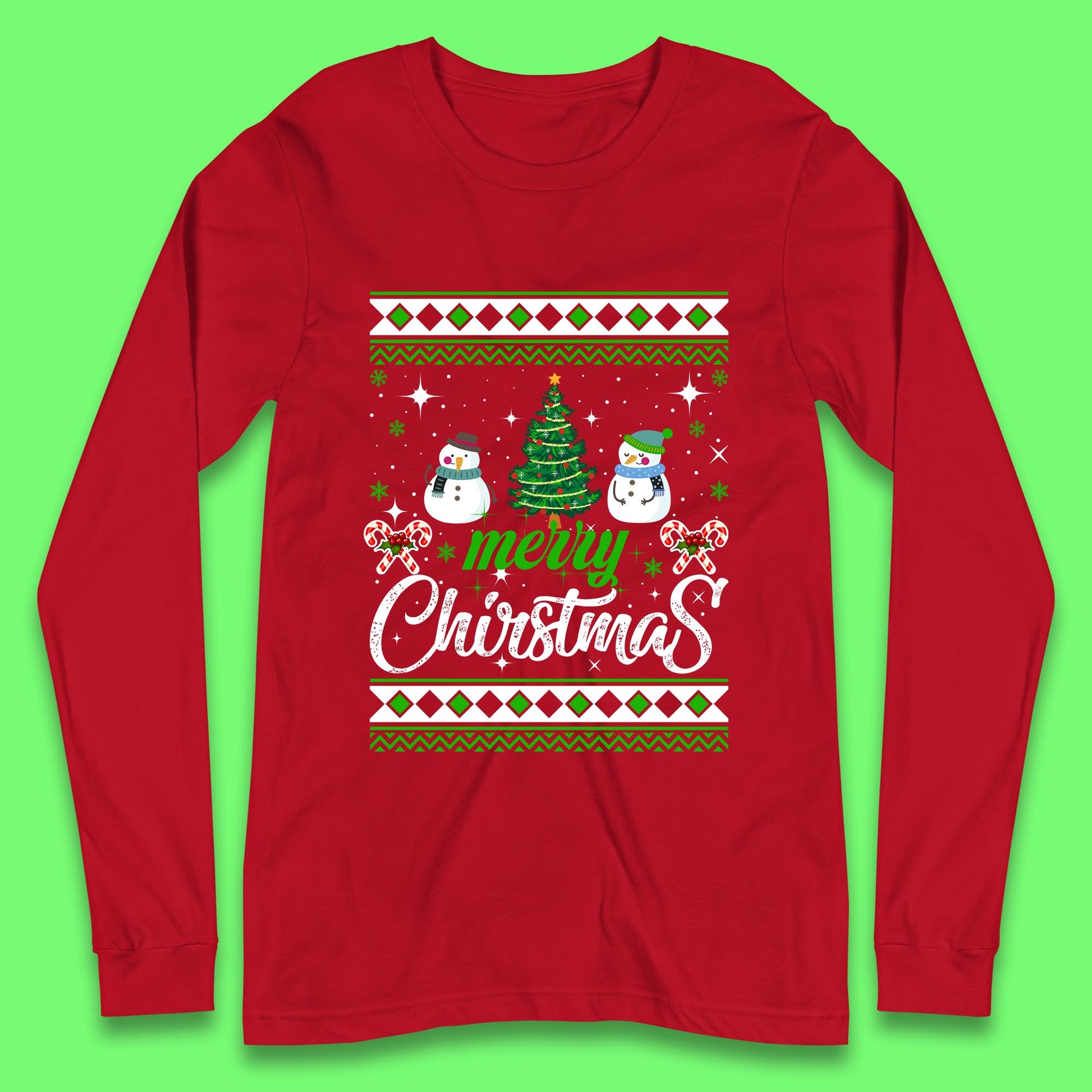 merry christmas snowman long sleeves t shirt