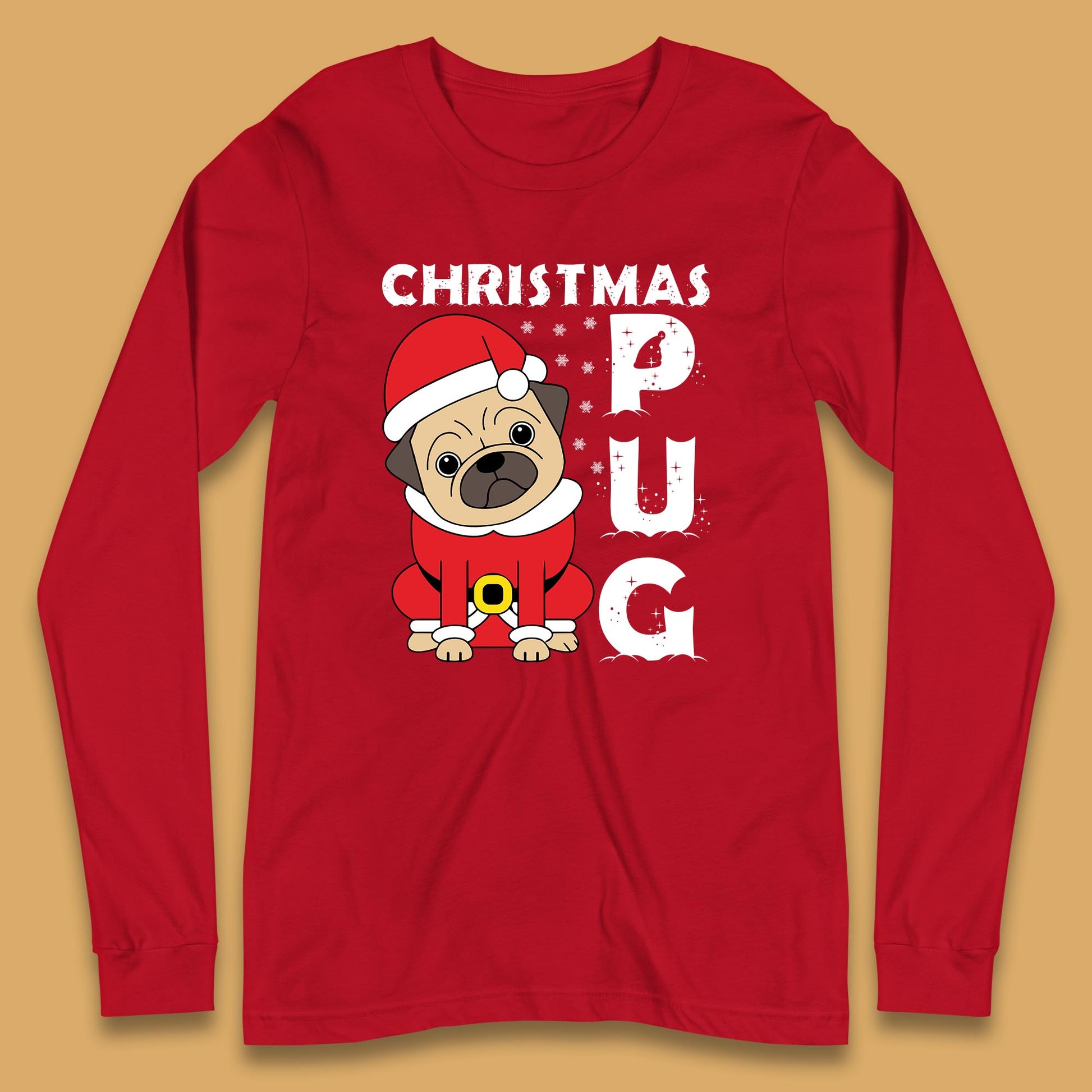 christmas pug dog long sleeve t shirt