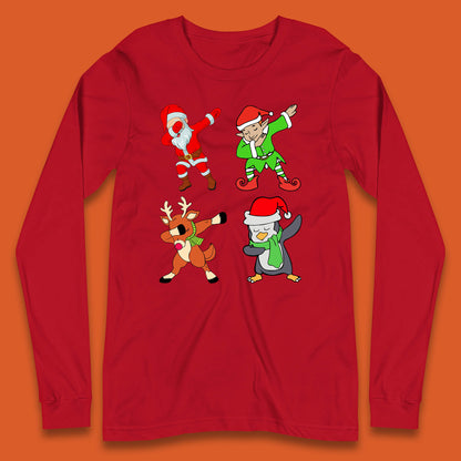 Christmas Santa Clause & Friends Dabbing Dance Long Sleeve T Shirt