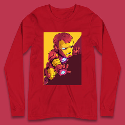 Flying Chibi Iron Man Superhero Marvel Avengers Comic Book Character Iron-Man Marvel Comics Long Sleeve T Shirt
