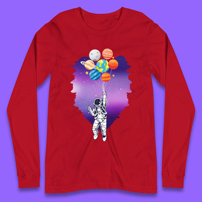 Astronaut Space Planets Balloons Long Sleeve T-Shirt