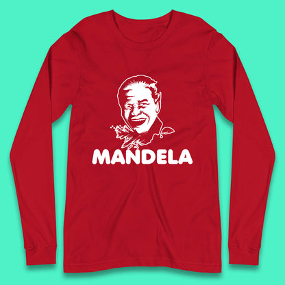 Mandela Portrait Art Black Lives Matter Nelson Mandela International Day Long Sleeve T Shirt