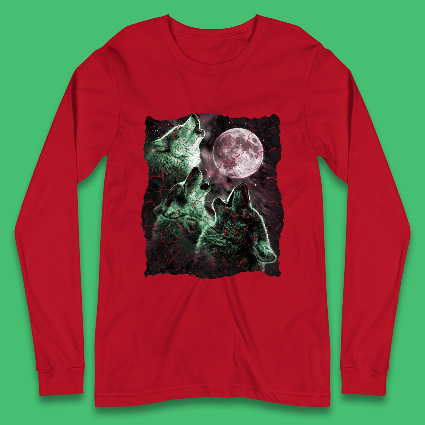 Three Wolf Howling At Moon Wild Free Wolves Three Wolf Dog Animal The Mountain Long Sleeve T Shirt