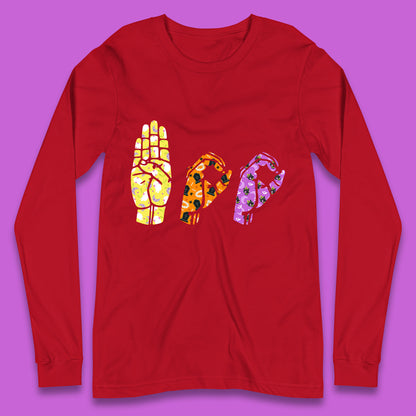 Halloween Hand Sign Language Boo Ghost American Sign Language Alphabet ASL Halloween Long Sleeve T Shirt