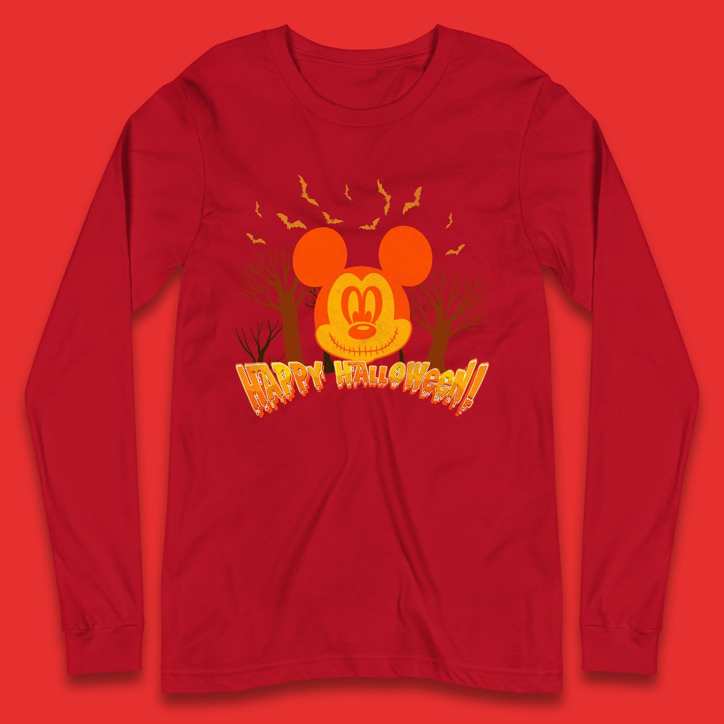 Happy Halloween Mickey Mouse Horror Scary Spooky Jack Face Halloween Disney Trip Long Sleeve T Shirt