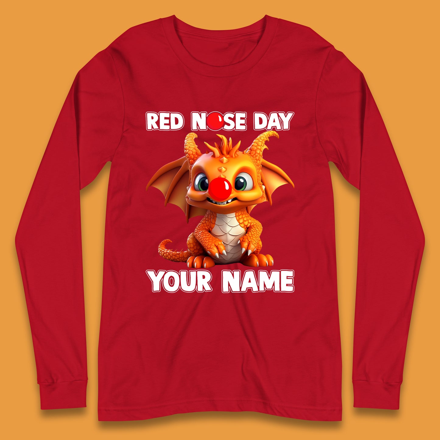Personalised Red Nose Day Dragon Long Sleeve T-Shirt
