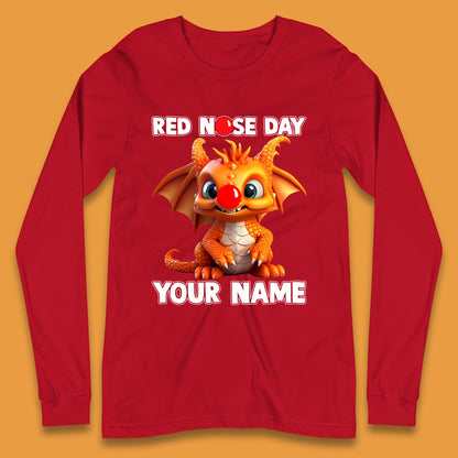 Personalised Red Nose Day Dragon Long Sleeve T-Shirt