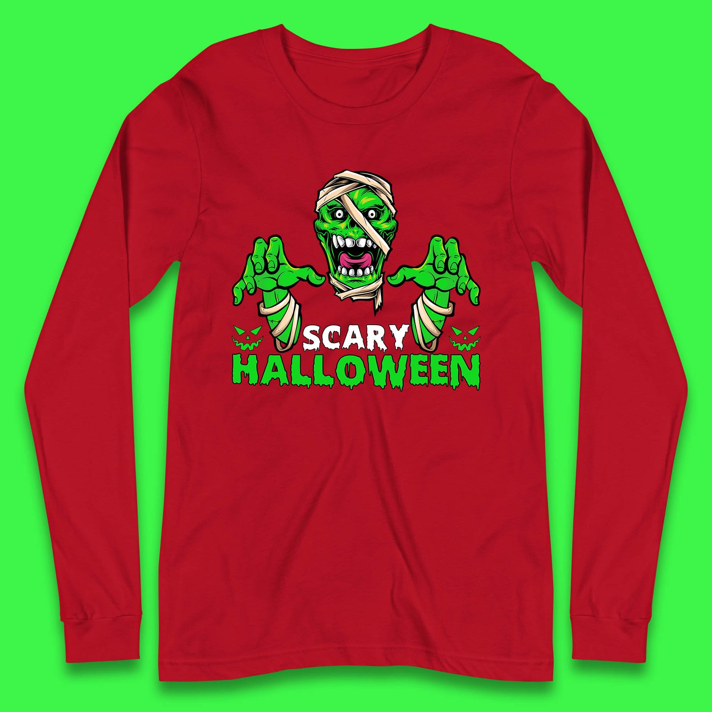 Scary Halloween Skull Zombie Mummy Horror Monster Zombie Hands Scary Vibes Long Sleeve T Shirt