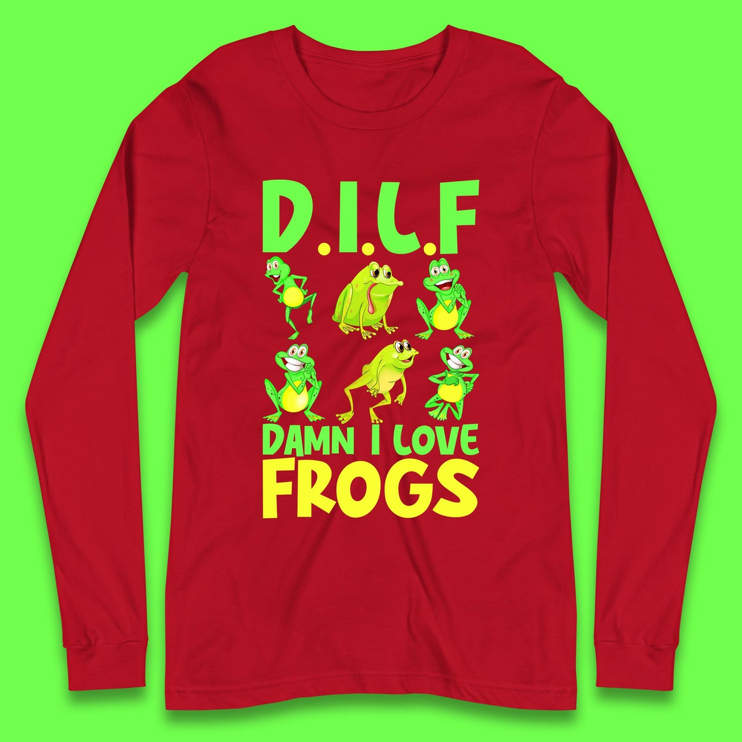 Dilf Damn I Love Frogs Funny Saying Animals Vintage Frog Lover Long Sleeve T Shirt