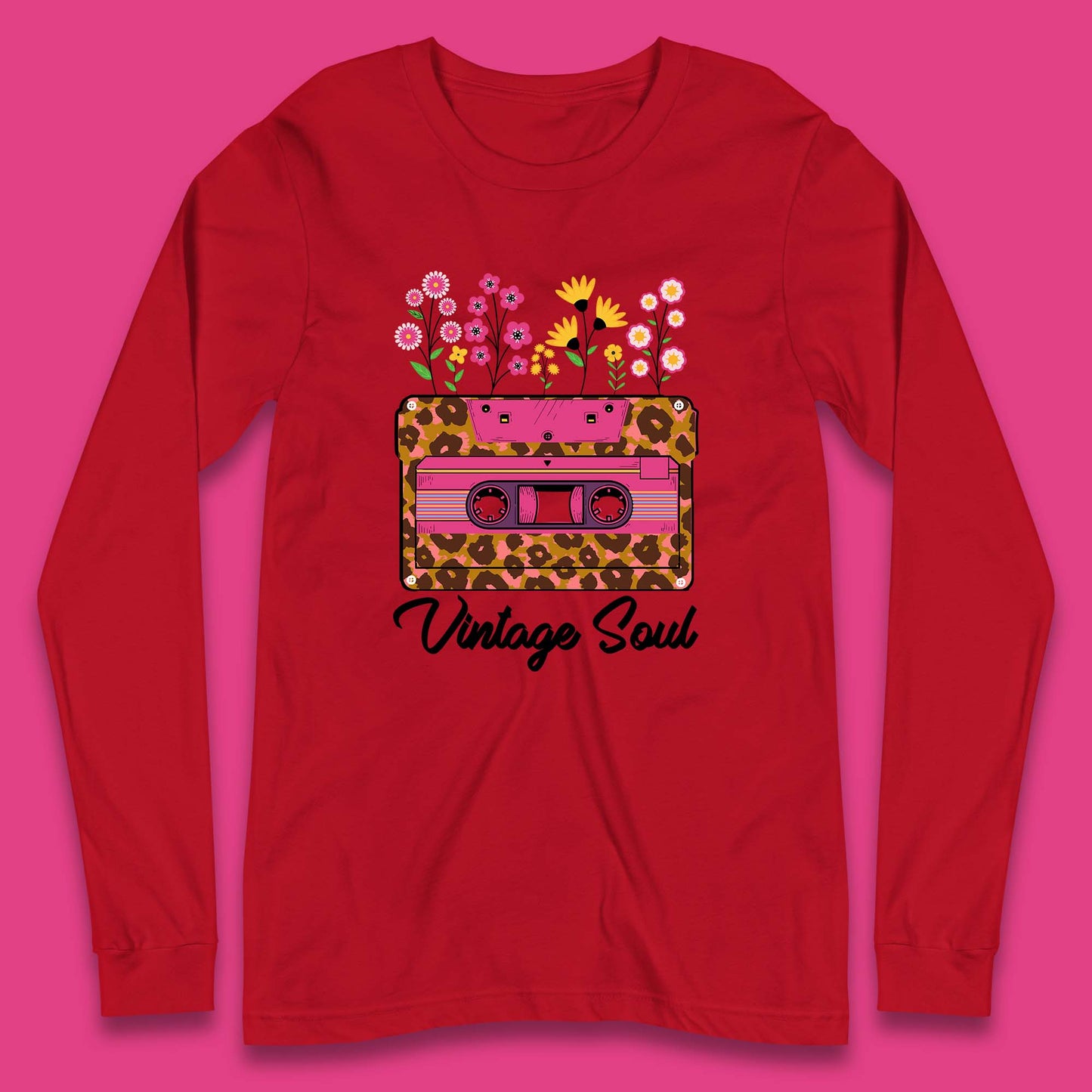 Vintage Soul Western Floral Cassette Tape Retro Wildflower Music Mixtape 80’s 90's Country Music Nostalgia Long Sleeve T Shirt