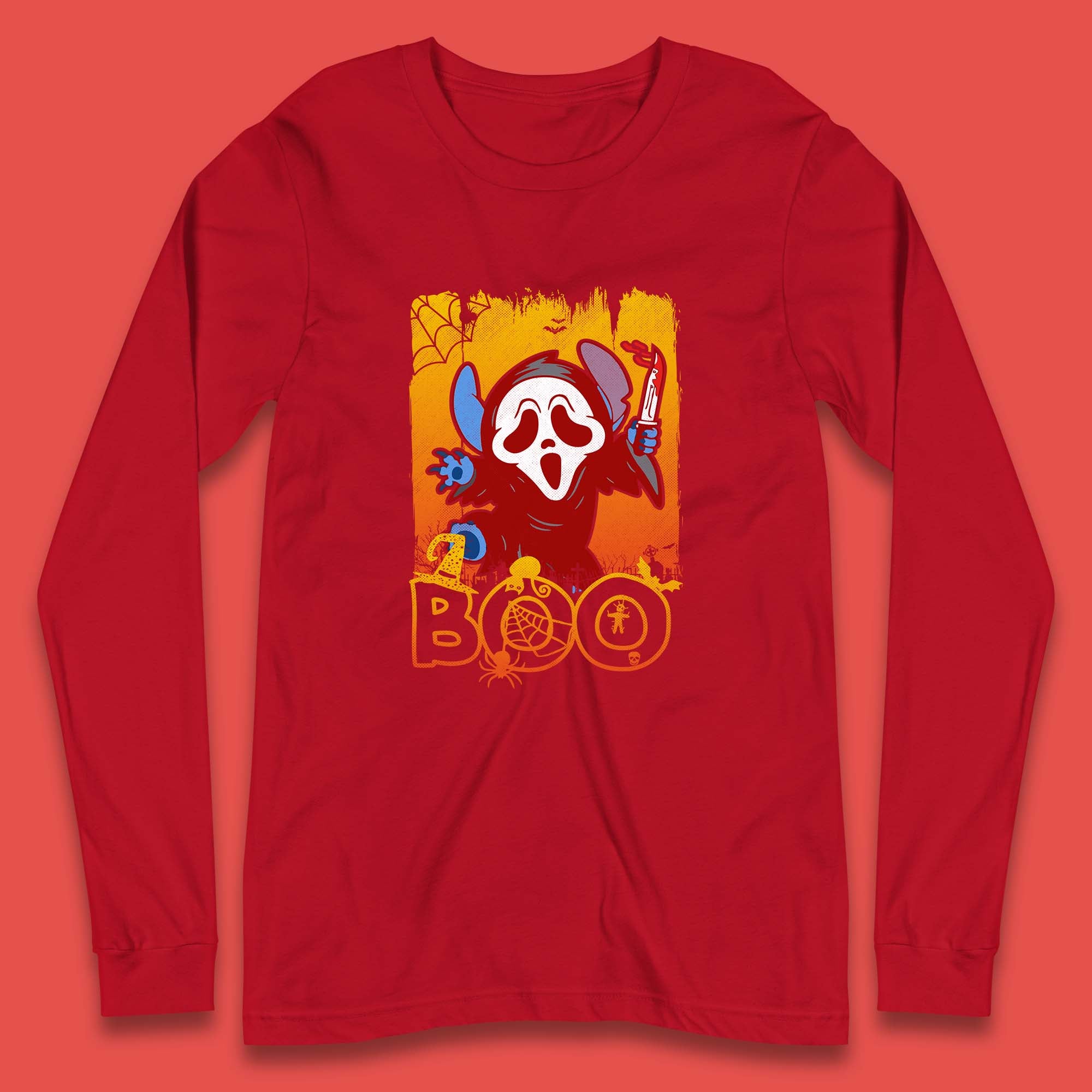 Stitch Scream Ghostface Disney Halloween Horror Movie  Disney Lilo & Stitch Long Sleeve T Shirt