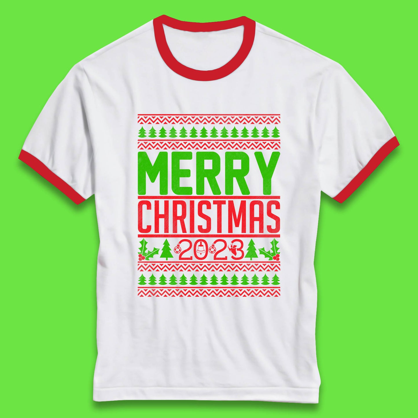 Merry Christmas 2023 Winter Holiday Festive Celebration Xmas Gift Ringer T Shirt